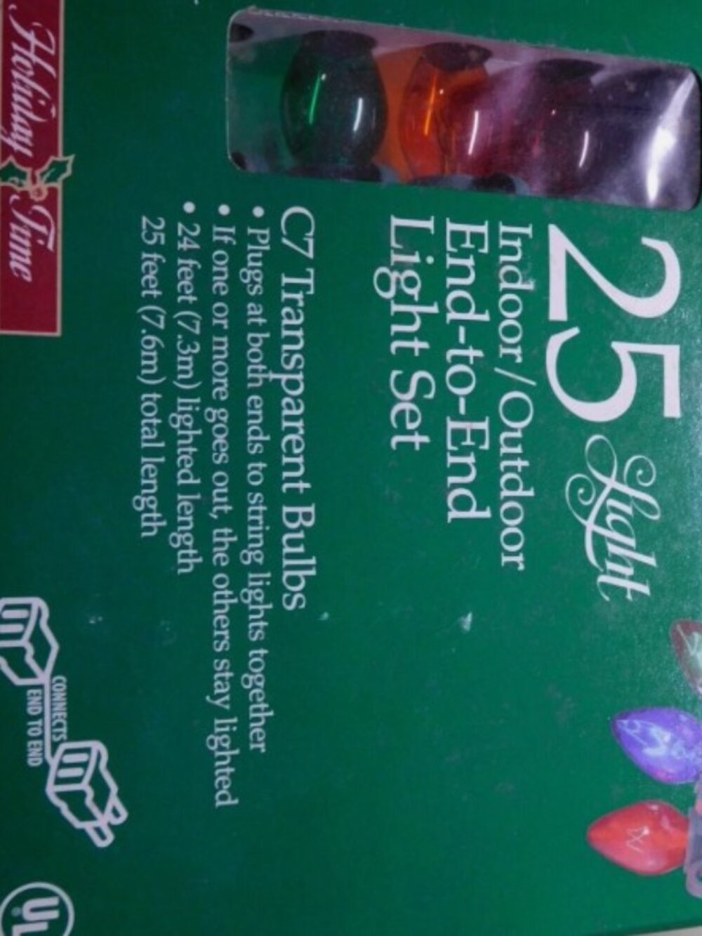 New In Package VTG C7 Christmas Lights MULT Translucent Holiday Time Brand